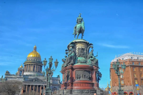 Rosja Sankt Petersburg 2020 Katedra Izaaka Pomnik Jeździecki — Zdjęcie stockowe