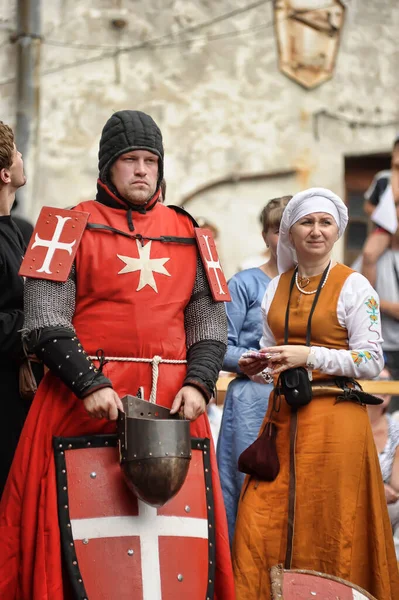 Russia Vyborg 2016 Festival Historical Reconstruction Knight Castle People Medieval — Stock Photo, Image