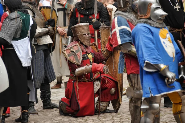 Russland Wyborg 2016 Festival Des Historischen Wiederaufbaus Ritterburg Menschen Mittelalterlicher — Stockfoto