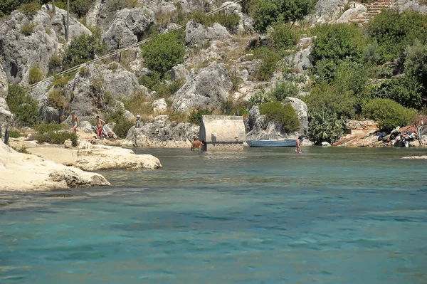 Turcja Kekova 2016 Turecka Wioska Simena Nea Kekova Wyspa — Zdjęcie stockowe