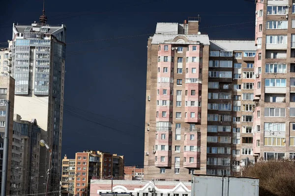 Russia San Pietroburgo 2020 Zona Notte Della Città Case Illuminate — Foto Stock