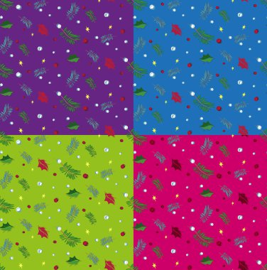 Noel kalıbı mavi, kadife, yeşil tanımlar. Vektör.