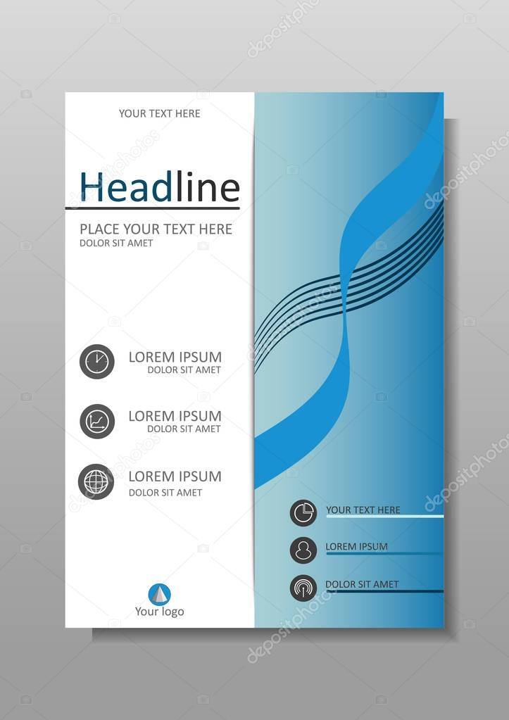 Book cover design in blue. Journals, reports, conferences. Vector