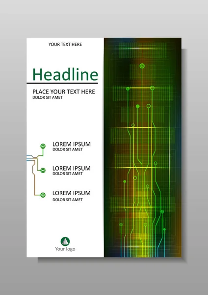 Diseño de la cubierta A4 con HUD, internet, visualización futura. Vector . — Vector de stock