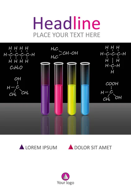 Plantilla de diseño de cubierta con tubos de ensayo — Vector de stock