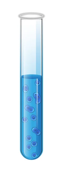 Tubo de ensaio com célula de bactérias líquida e azul. Vetor —  Vetores de Stock