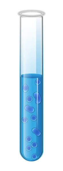 Tubo de ensaio com célula de bactérias líquida e azul. Vetor —  Vetores de Stock