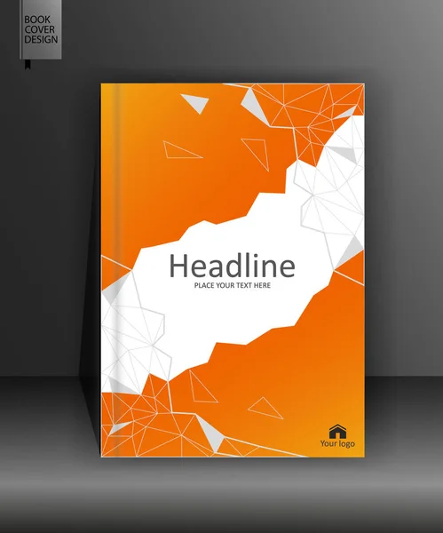 Orange book design alacsony poli. Éves jelentés. — Stock Vector