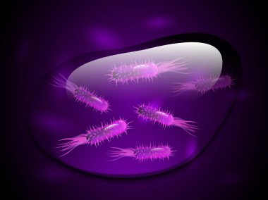 Purple bacteria under water drop clipart