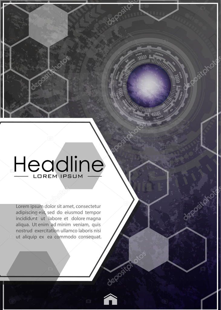 Cover design template with futuristic future sci fi circle.