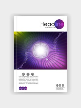 Kapak tasarımı fütüristik parlayan çizgileri ve eğrileri. Mor 