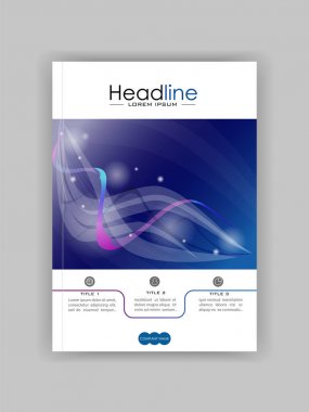 Kitap kapağı tasarımı A4 mavi soyut çizgileri ve daireler.  