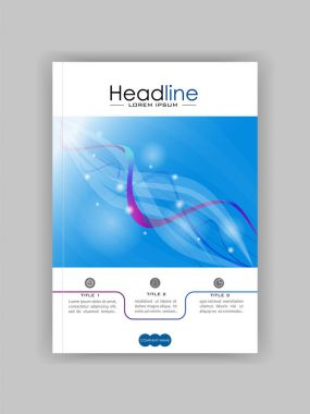 Kitap kapağı tasarımı A4 mavi soyut çizgileri ve daireler.  