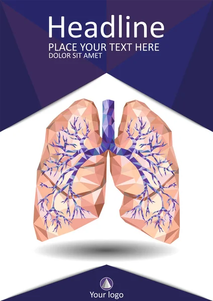 Pulmones humanos con tráquea, bronquio, bronquios, carina, en poliuretano bajo — Vector de stock