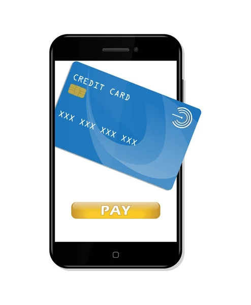 Paiement mobile sans fil. Wifi Mobile Pay. Smartphone avec crédit — Image vectorielle