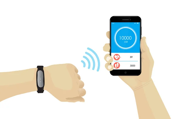 Fitness armband aan de kant met wifi smartphone infographic — Stockvector