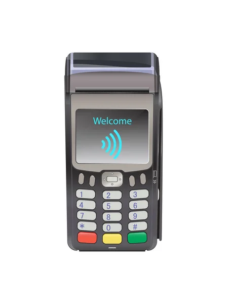 POS термінал для безконтактних платежів з Wi-Fi, зв'язок — стоковий вектор