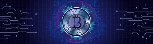 Gümüş Bitcoin kavramı fütüristik Hud arka plan qith numaraları