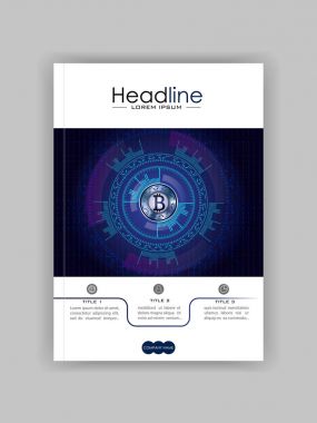 Bitcoin blockchain cryptocurrency kapak banner tasarımı.