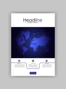 Dünya harita banner kapak tasarımı. Kitap kapağı. Dergi, konferans, 
