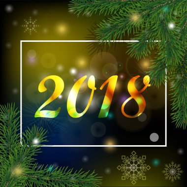 Noel ve yeni yıl 2018 arka plan bir çerçeve ile 