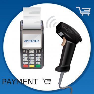 Perakende el ile el lazer barkod okuyucu ve pos terminal. V