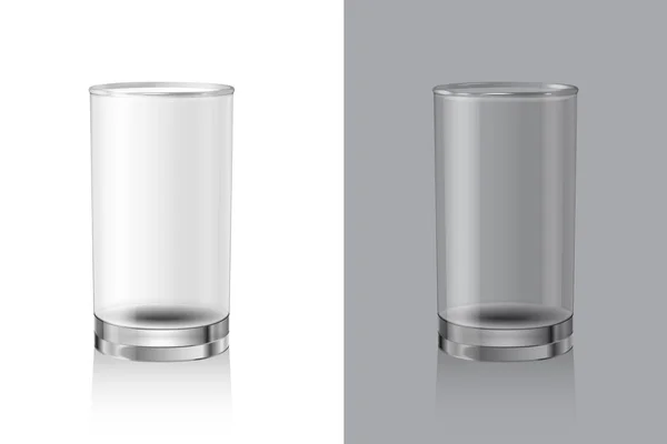 Bicchieri per bevande su sfondo bianco e grigio. Set di articoli in vetro . — Vettoriale Stock
