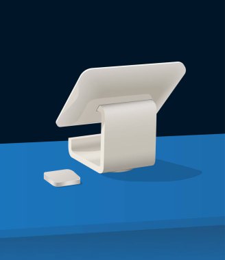 Dokunmatik monitör ile gerçekçi Yazar kasa. Terminal 