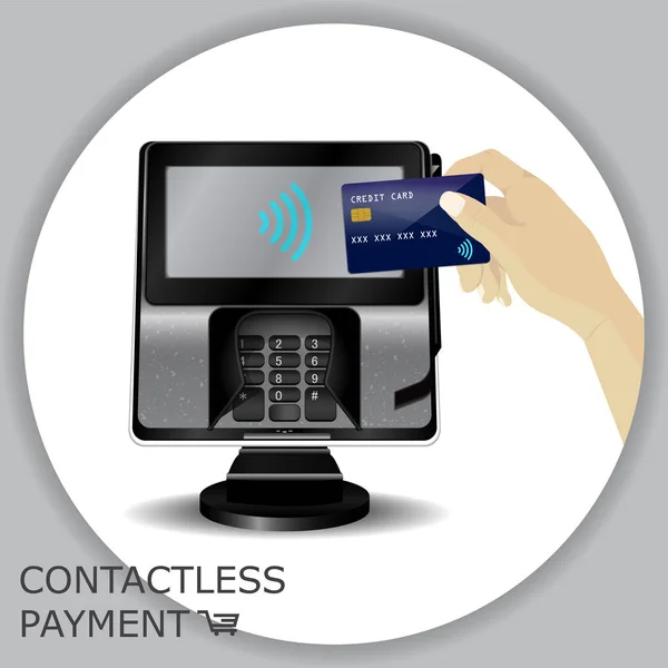 Terminal de transaction de paiement sans contact avec écran et pinpad — Image vectorielle