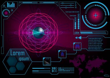 Hud GUI Radar monitör ekran. Fütüristik oyun teknoloji dış s