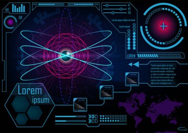Hud GUI Radar monitör ekran. Fütüristik oyun teknoloji dış s