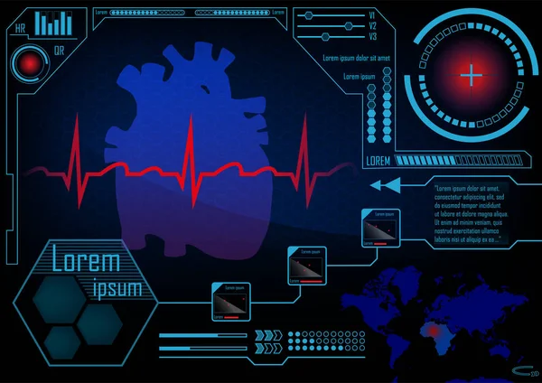 Hud GUI Radar monitör ekran. Fütüristik oyun teknoloji dış s