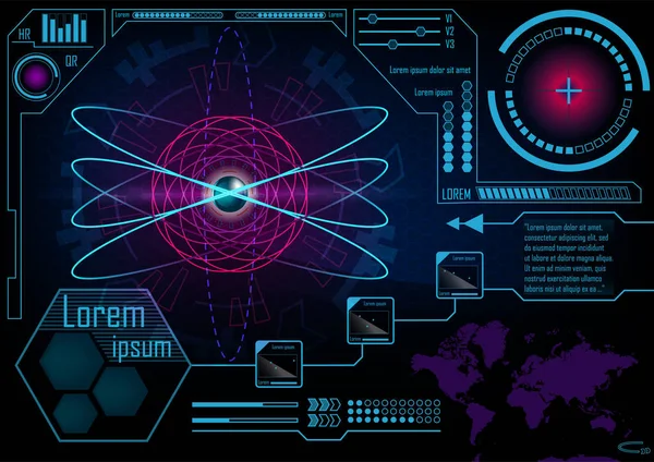 Hud GUI Radar monitör ekran. Fütüristik oyun teknoloji dış s
