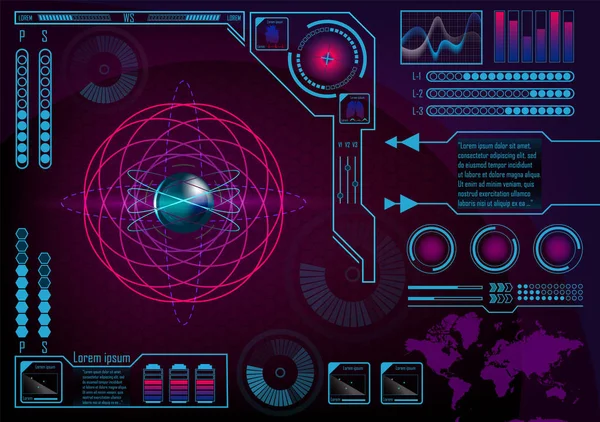 Futuristiska radar atom användargränssnitt. Hud. Infographics futuristiska — Stock vektor