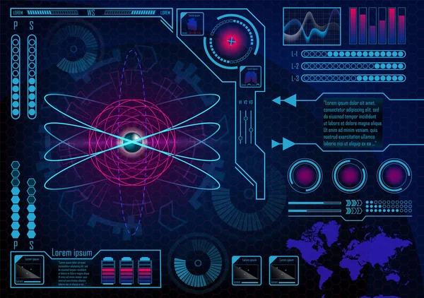 Fütüristik radar atom kullanıcı arabirimi. Hud. Infographics fütürist