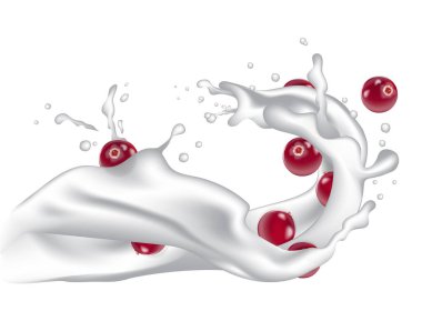 Süt splash dalga düşme ile takla kızılcık ambalaj d