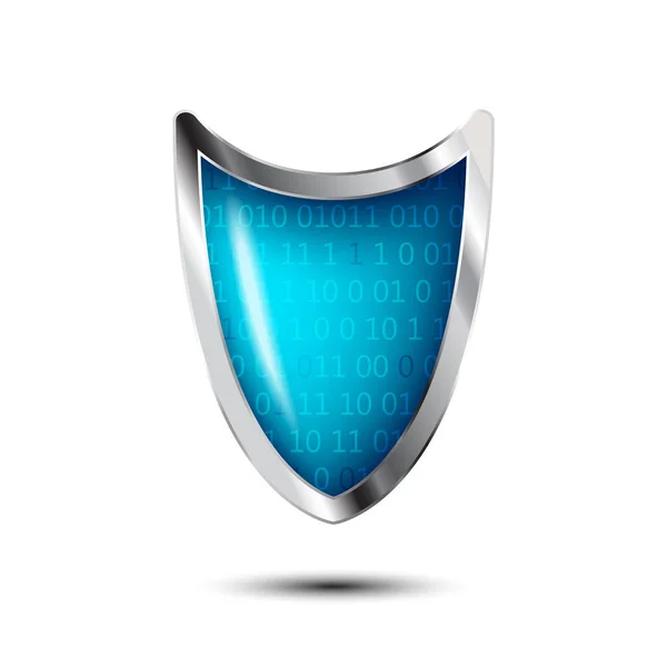 Cyber security antivirus koncept med silver blå sköld och num — Stock vektor