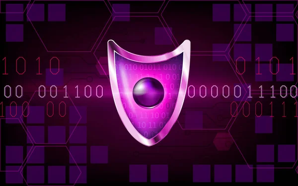 Cyber security antivirus koncept med lila sköld, futuristiska — Stock vektor