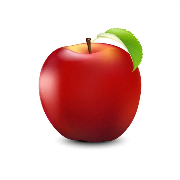 Векторное реалистичное красное яблоко. Подробная трехмерная иллюстрация — стоковый вектор