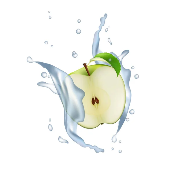 Apple Fruit Milk Water Juice Yogurt Splash Illustration Isolated — Stock Vector