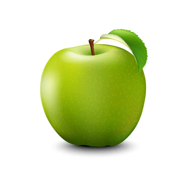 Vector realista manzana verde. Ilustración 3d detallada aislada — Vector de stock