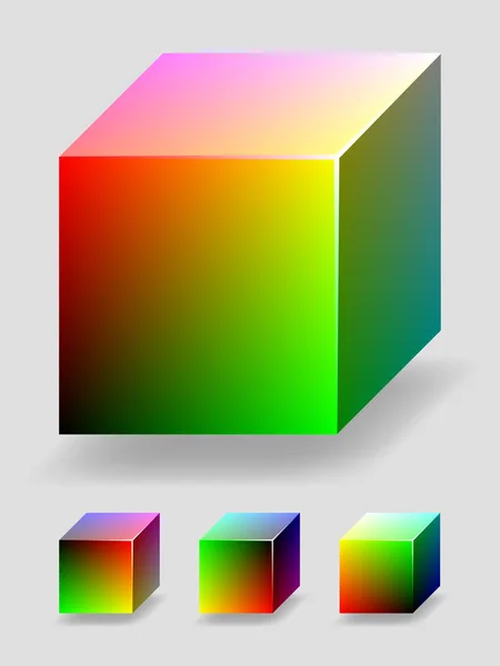 Cube couleur - rouge et vert — Image vectorielle