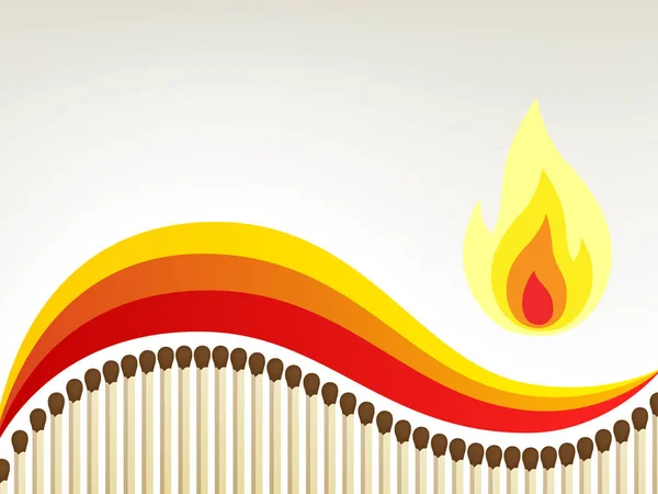 Matchstick sfondo con l'icona del fuoco — Vettoriale Stock