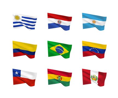 Vector flags (South American countries) clipart