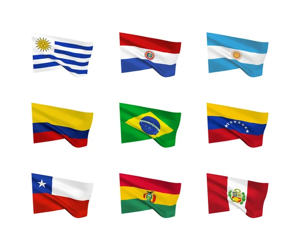 Vector flags (South American countries) — Stock Vector