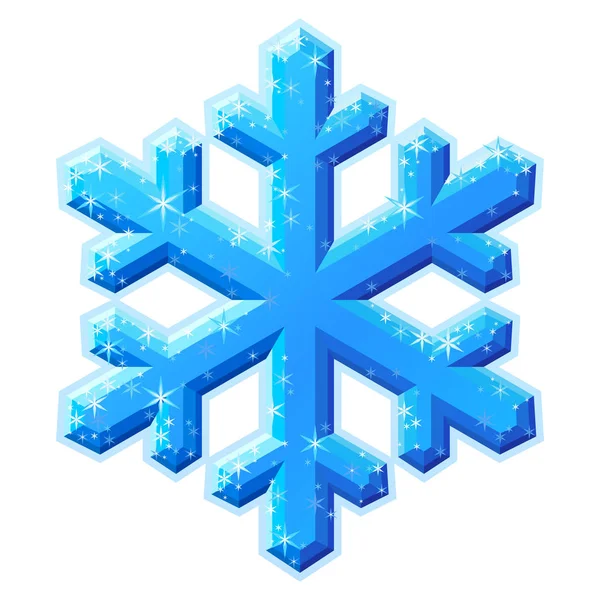 Niebieski błyszczący kryształ śnieżynka — Wektor stockowy
