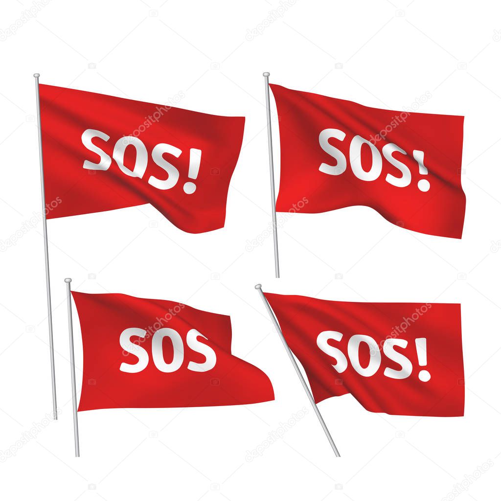 SOS - red vector flags