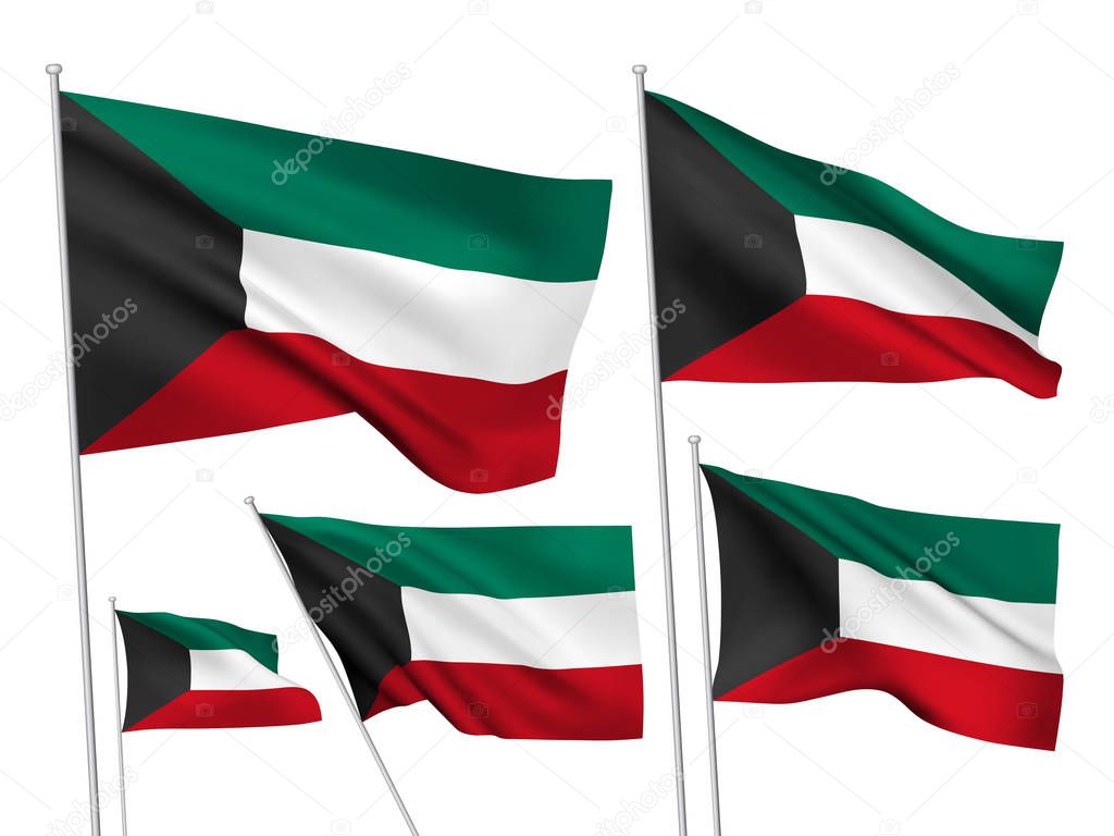 Vector flags of Kuwait