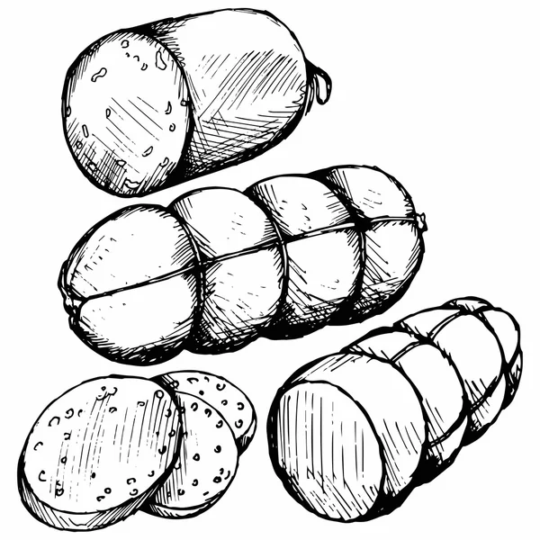 Diferentes tipos de salchichas — Vector de stock