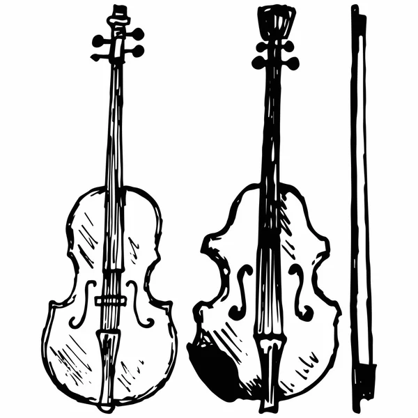 Скрипка, Музичний струнний інструмент — стоковий вектор